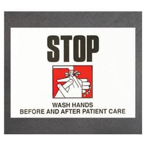 Label "Stop! Wash Hands" White/Black 8"x5.25" 5/Pk