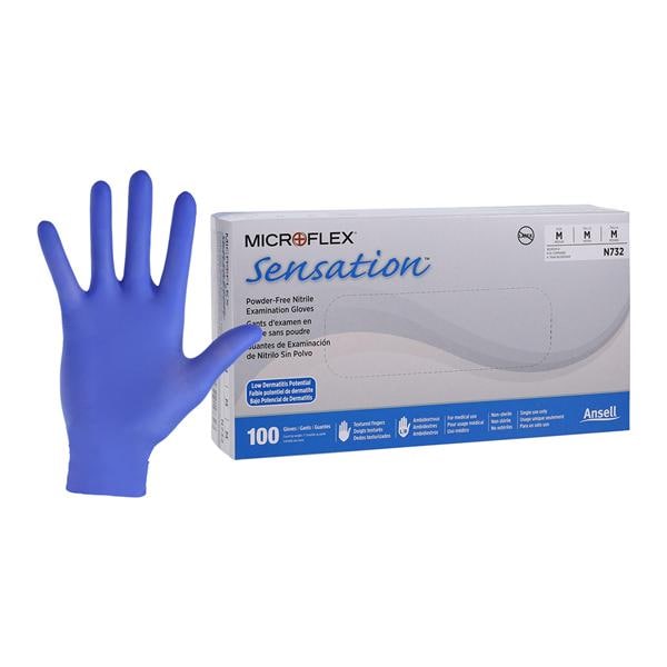 MICROFLEX Sensation Nitrile Exam Gloves Medium Standard Blue Non-Sterile