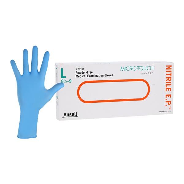 Micro-Touch EP Nitrile Exam Gloves Large Extended Blue Non-Sterile