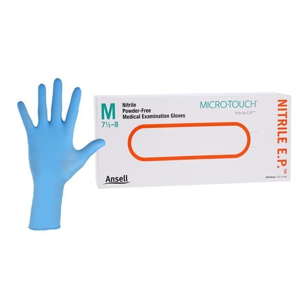 Micro-Touch EP Nitrile Exam Gloves Medium Extended Blue Non-Sterile