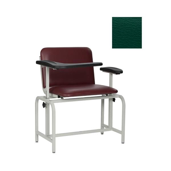 Chair Blood Draw Hunter Green Steel 450lb Capacity Padded Back/24-1/4" Seat Ea