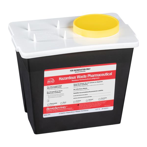 RCRA Hazardous Waste Container 2gal Blk 9x11.6x7.75" Ld/Pst Scrw Cp Plstc 30/Ca