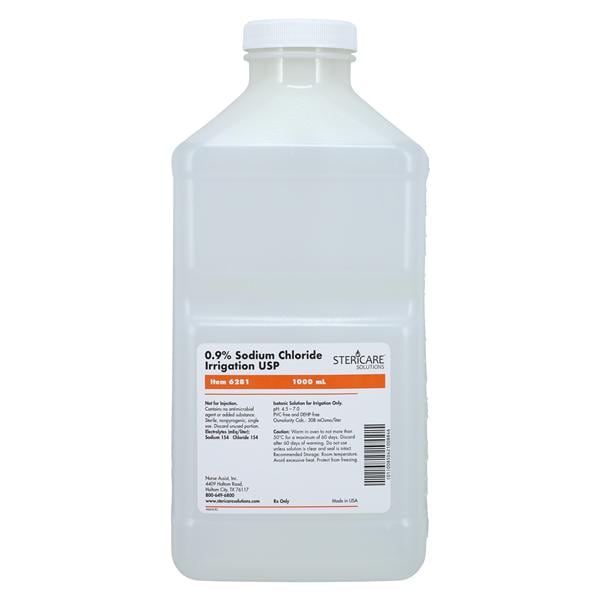 Irrigation Solution Bottle Normal Saline 1000mL Bottle 6/Ca