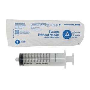 Luer Lock Syringe 60cc Transparent Low Dead Space 25/Bx