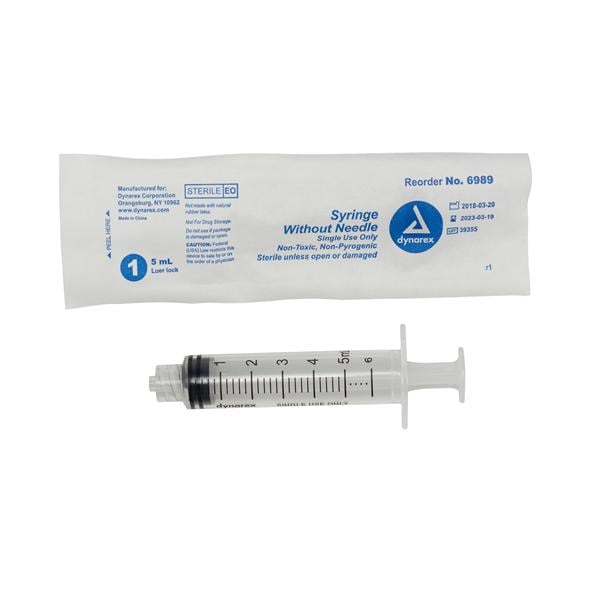 Luer Lock Syringe 5cc Transparent Low Dead Space 100/Bx