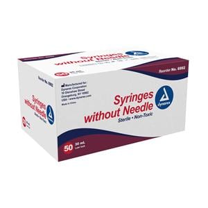 Luer Lock Syringe 30cc Transparent No Dead Space 50/Bx