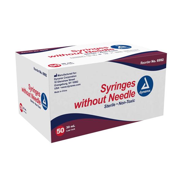 Luer Lock Syringe 30cc Transparent No Dead Space 50/Bx