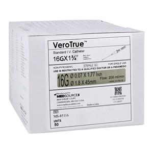 VeroTrue IV Catheter IV Port 16 Gauge 1-3/4" 50/Bx, 4 BX/CA