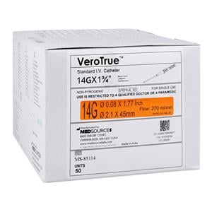 VeroTrue IV Catheter IV Port 14 Gauge 1-3/4" 50/Bx, 4 BX/CA