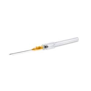 TrueSafe Blood Control IV Catheter Push Button 24 Gauge 0.75" Yellow 50/Bx, 4 BX/CA