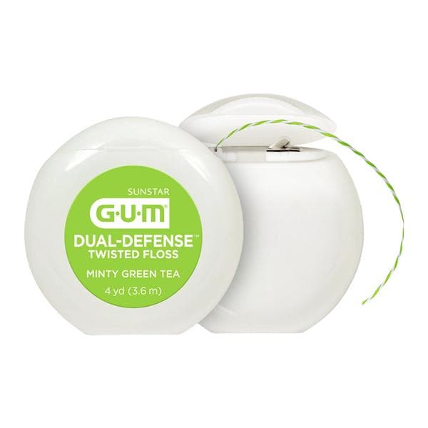 Gum Dual Defense Floss 2 in 1 4 Yards Green Tea Adult Patient Size 144/Bx