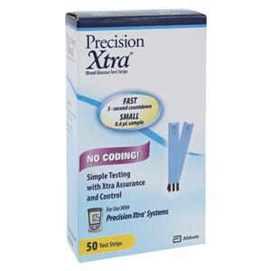 Precision Xtra Blood Glucose Test Strip CLIA Waived 50/Bx, 12 BX/CA