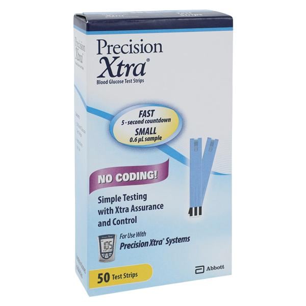 Precision Xtra Blood Glucose Test Strip CLIA Waived 50/Bx, 12 BX/CA