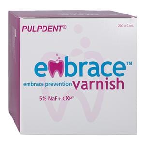 Embrace Fluoride Varnish Bulk Pack 5% NaF 0.4 mL Bubblegum 200/Bx