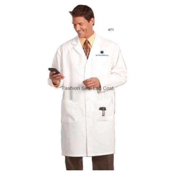 Lab Coat 3 Pockets Long Sleeves 41 in Large White Mens Ea