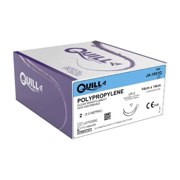 Quill Suture 2 14x14cm Polypropylene Monofilament CP-2 Clear 12/Bx