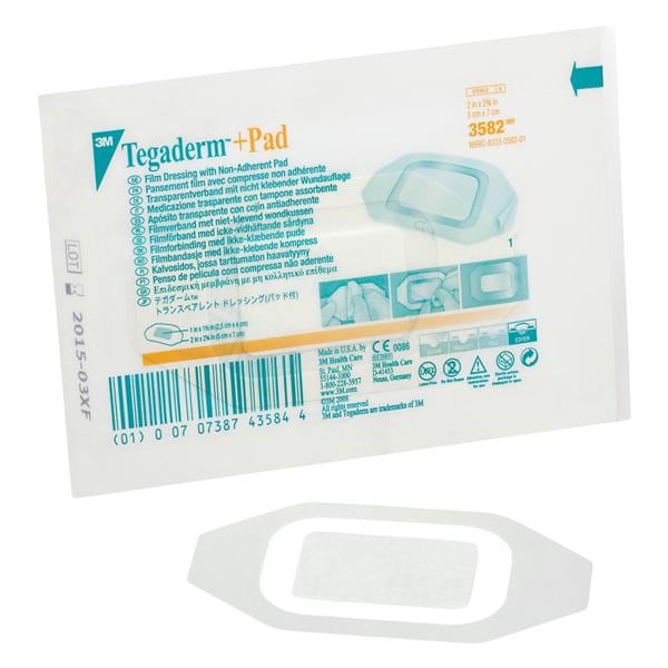 Tegaderm +Pad Film Island Dressing 2x2-3/4" Adhesive Non-Adherent Trans Abs LF