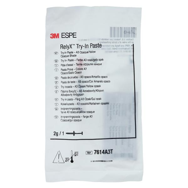 3M RelyX Try-In Paste Cement A3 / Opaque / Yellow 2 Gm Syringe Refill 2gm/Ea