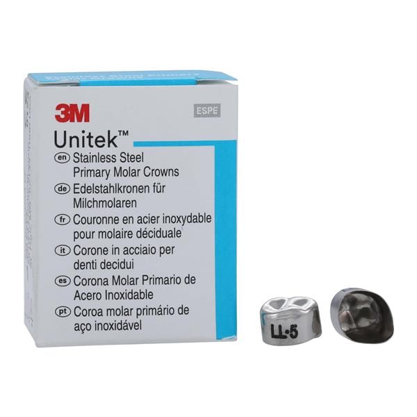 3M™ Unitek™ Stainless Steel Crowns Size 5 1st Pri LLM Replacement Crowns 5/Bx