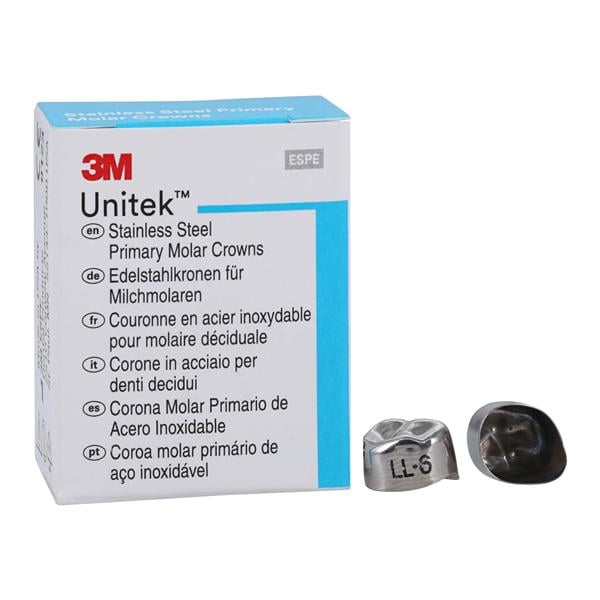 3M™ Unitek™ Stainless Steel Crowns Size 6 1st Pri LLM Replacement Crowns 5/Bx