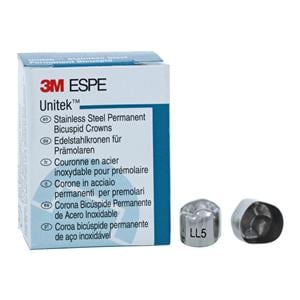 3M™ Unitek™ Stainless Steel Crowns Size 5 2nd Perm LLB Replacement Crowns 5/Bx