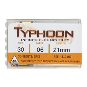 Typhoon Infinite Rotary File 21 mm Size 30 Nickel Titanium Blue 0.06 6/Pk