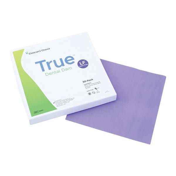 True Dental Dam LF Rubber Dam 6 in x 6 in Med Ga Prpl Unflvrd Unscntd 50/Bx