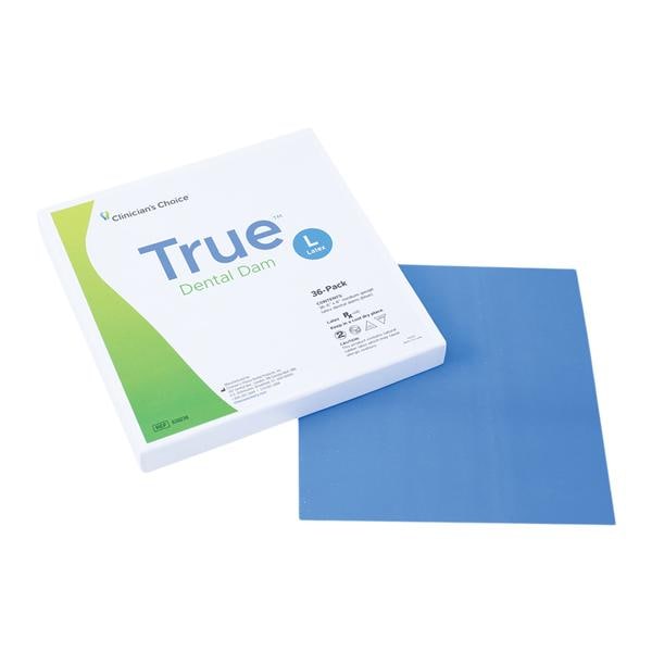 True Dental Dam Latex Rubber Dam 6 in x 6 in Med Ga Bl Unflvrd Unscntd 36/Bx