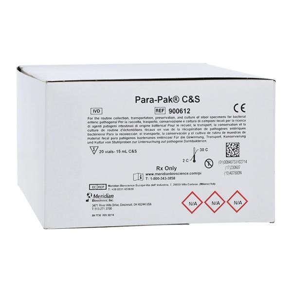 Parasite Transport Vial 15mL C&S 20/Bx