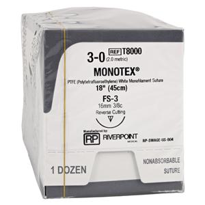 Monotex Suture 3-0 18" Dense Polytetrafluoroethylene Monofilament FS-3 Wt 12/Bx