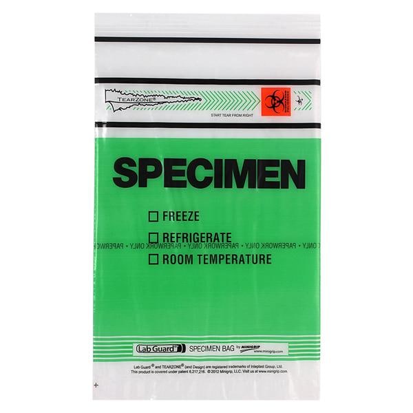 Lab Guard Specimen Transport Bag Green Reclosable Closure With 3-Wall 1000/Ca