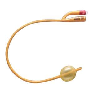 Gold 2-Way Foley Catheter Straight Tip Silicone Coated Latex 22Fr 30cc