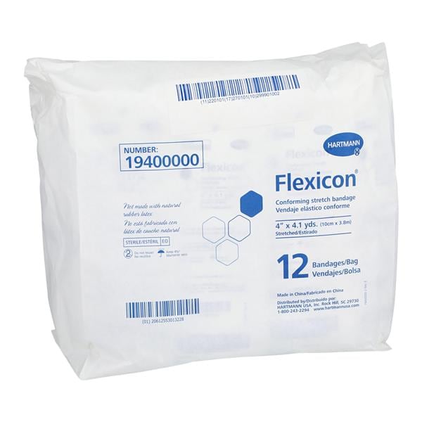 Flexicon Gauze Bandage Polyester/Elastic 4"x4.1yd Sterile 96/Ca