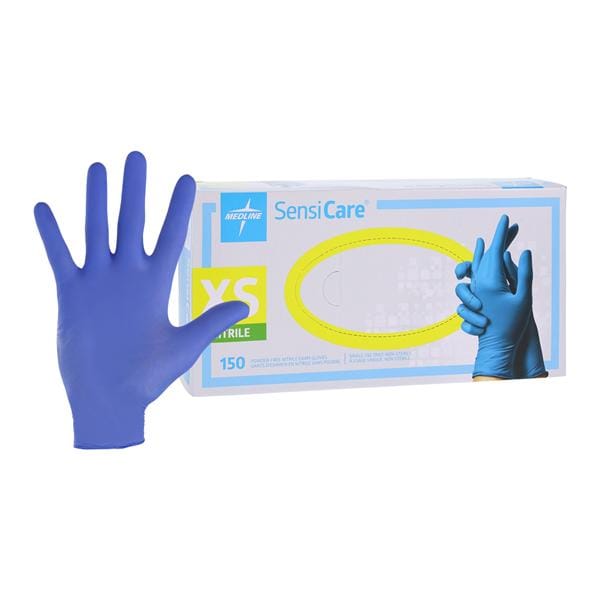 SensiCare Nitrile Exam Gloves X-Small Blue Non-Sterile, 10 BX/CA