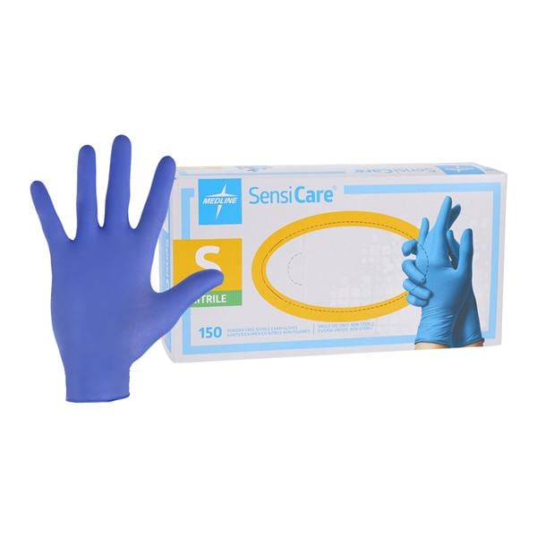 SensiCare Nitrile Exam Gloves Small Blue Non-Sterile, 10 BX/CA