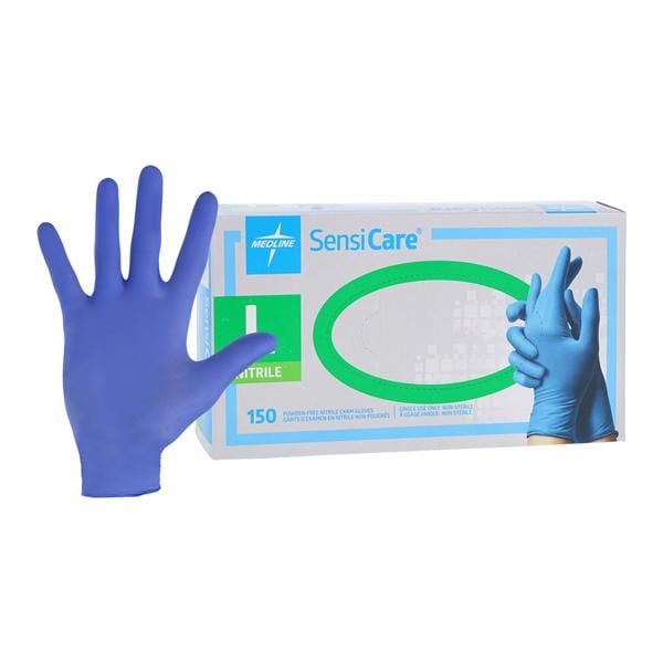 SensiCare Nitrile Exam Gloves Large Blue Non-Sterile, 10 BX/CA