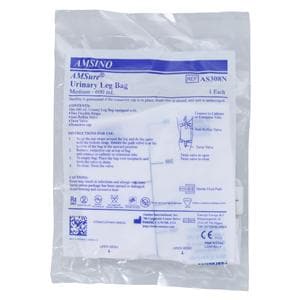 AMSure Urinary Leg Bag 600mL Disposable Twist Turn Anti-Reflux Valve