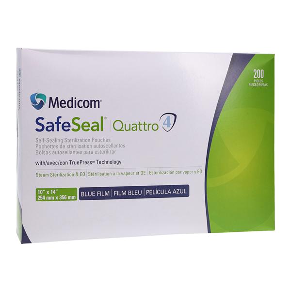 SafeSeal Quattro Sterilization Pouch 10 in x 14 in 200/Bx, 5 BX/CA