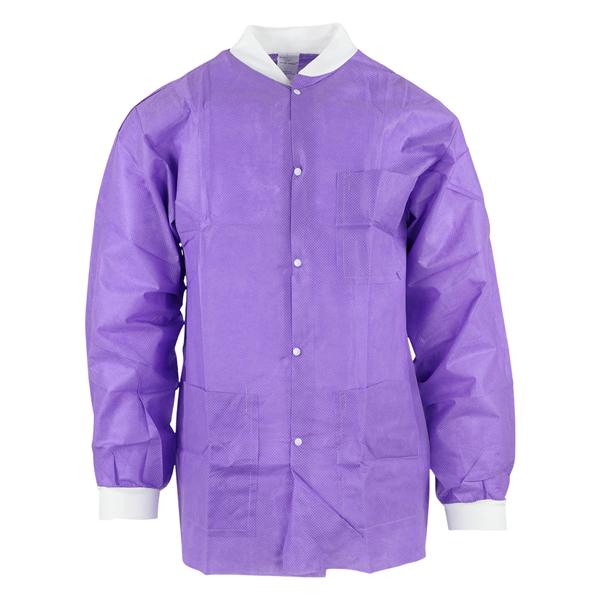 SafeWear Hipster Procedure Lab Jacket SMS PP Fbrc Large Plum Purple 12/Bg, 5 BG/CA