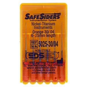 Safesider Hand Reamer 25 mm Size 30 Nickel Titanium Orange 0.04 6/Pk