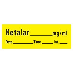 Ketalar Label Yellow w/MG/ML 1.5 x .5" 333/Rl 333/Rl