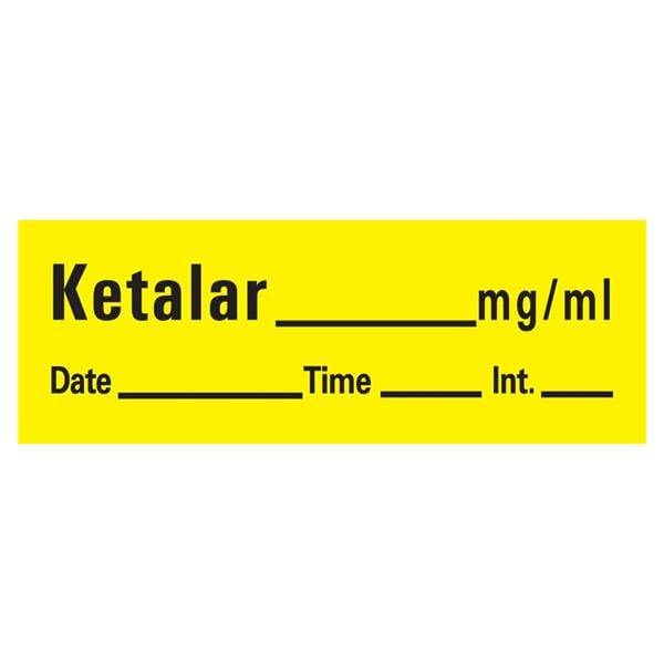 Ketalar Label Yellow w/MG/ML 1.5 x .5" 333/Rl 333/Rl