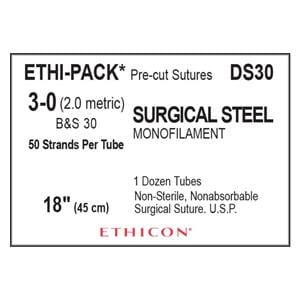 Ethi-Pack Suture 3-0 50x18" B&S 30 Monofilament Silver BX