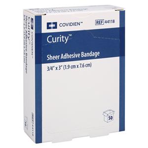 Curity Strip Bandage Plastic 3/4x3" Sheer Sterile 50/Bx