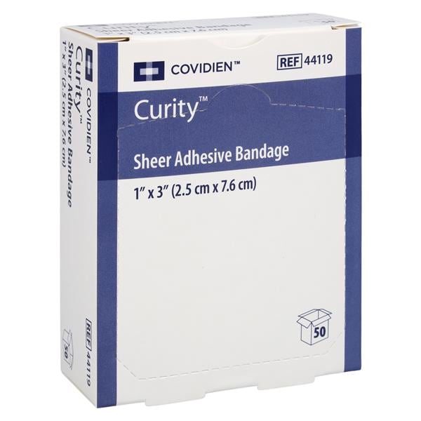 Curity Adhesive Bandage Plastic 1x3" Sheer Sterile 50/Bx