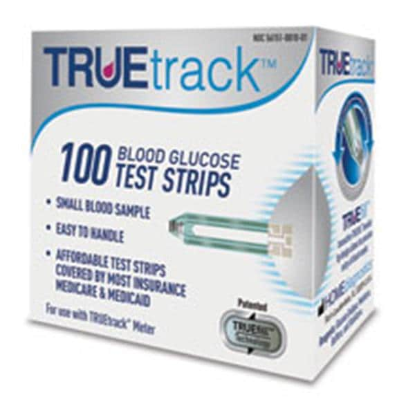 Truetrack Blood Glucose Test Strip CLIA Waived 100/Bx