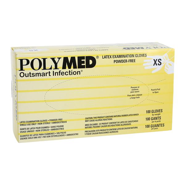 Polymed Latex Exam Gloves X-Small White Non-Sterile, 10 BX/CA