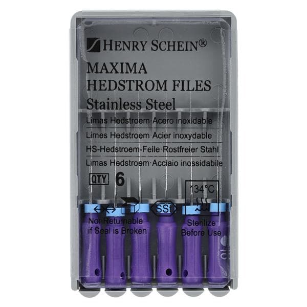 Maxima Hand Hedstrom Files 21 mm Size 10 Stainless Steel Purple 6/Bx