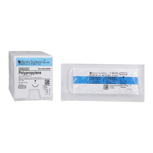 Suture 6-0 18" Polypropylene Monofilament C-3 Blue 12/Bx