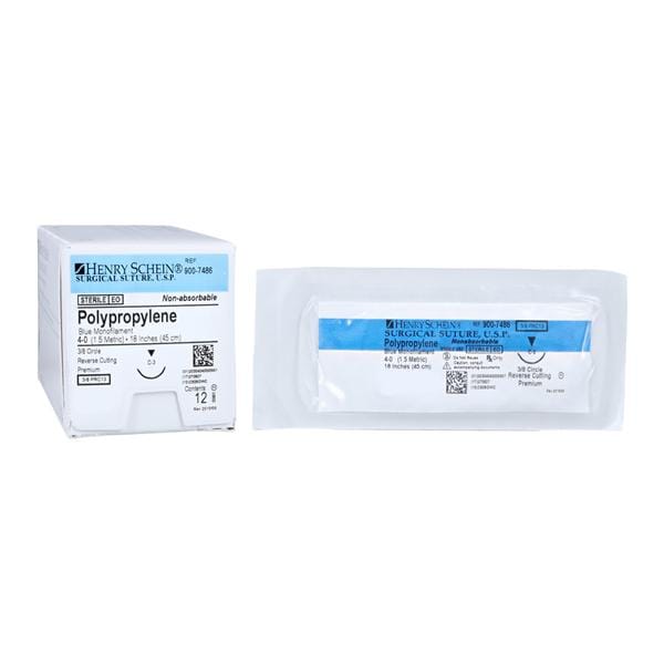 Suture 4-0 18" Polypropylene Monofilament C-3 Blue 12/Bx